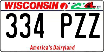 WI license plate 334PZZ