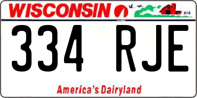 WI license plate 334RJE