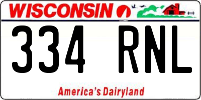 WI license plate 334RNL