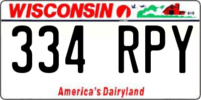 WI license plate 334RPY