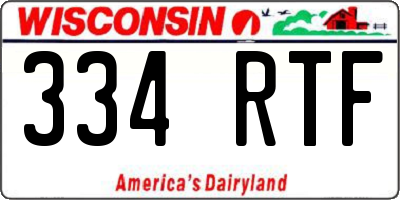 WI license plate 334RTF