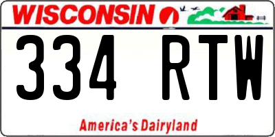 WI license plate 334RTW