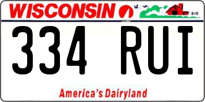 WI license plate 334RUI