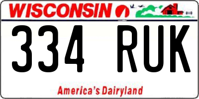 WI license plate 334RUK