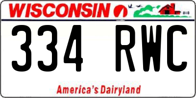 WI license plate 334RWC
