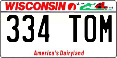 WI license plate 334TOM