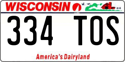WI license plate 334TOS
