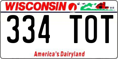 WI license plate 334TOT