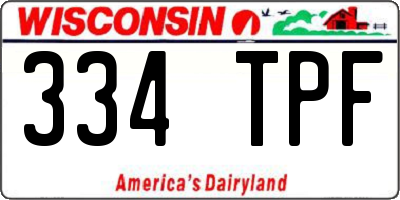 WI license plate 334TPF