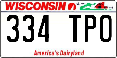 WI license plate 334TPO