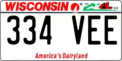 WI license plate 334VEE