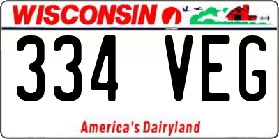 WI license plate 334VEG