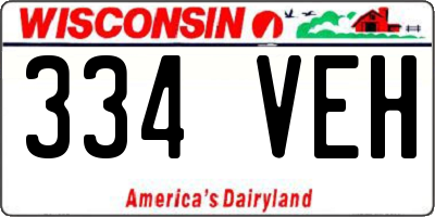 WI license plate 334VEH