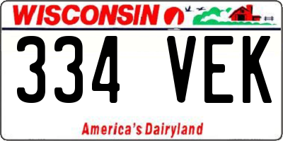 WI license plate 334VEK