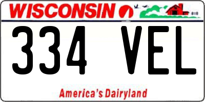 WI license plate 334VEL