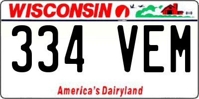 WI license plate 334VEM