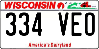 WI license plate 334VEO