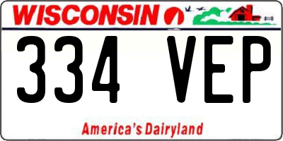 WI license plate 334VEP
