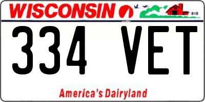 WI license plate 334VET