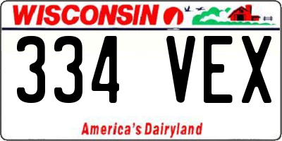 WI license plate 334VEX