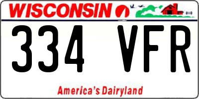 WI license plate 334VFR