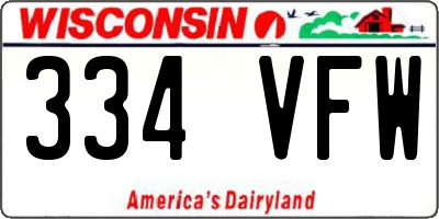 WI license plate 334VFW
