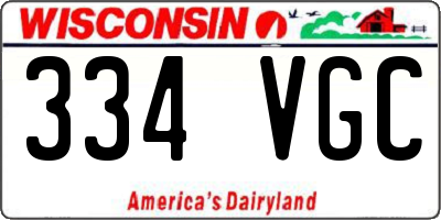 WI license plate 334VGC