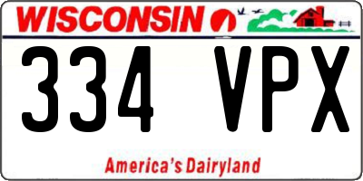 WI license plate 334VPX