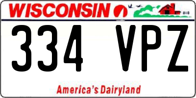 WI license plate 334VPZ