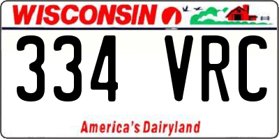 WI license plate 334VRC