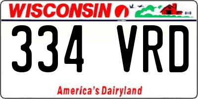 WI license plate 334VRD
