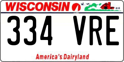 WI license plate 334VRE