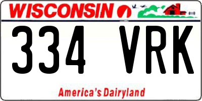 WI license plate 334VRK