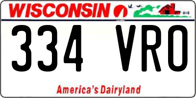 WI license plate 334VRO
