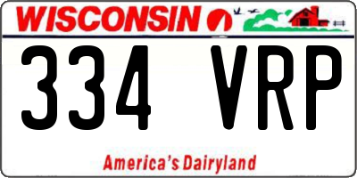 WI license plate 334VRP