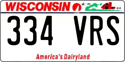 WI license plate 334VRS
