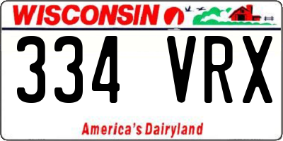 WI license plate 334VRX