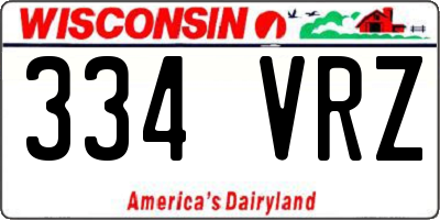 WI license plate 334VRZ