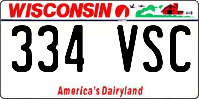 WI license plate 334VSC