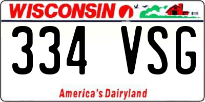 WI license plate 334VSG