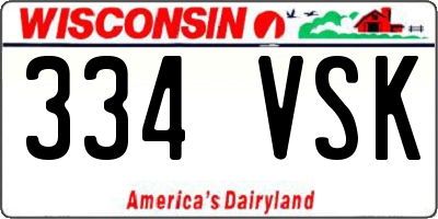 WI license plate 334VSK