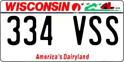 WI license plate 334VSS