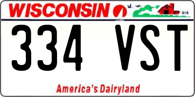 WI license plate 334VST