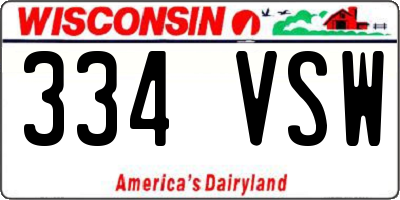 WI license plate 334VSW