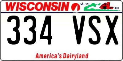WI license plate 334VSX
