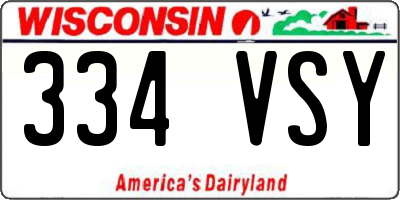 WI license plate 334VSY