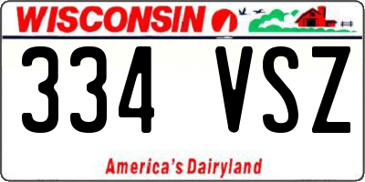 WI license plate 334VSZ