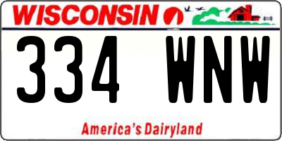 WI license plate 334WNW