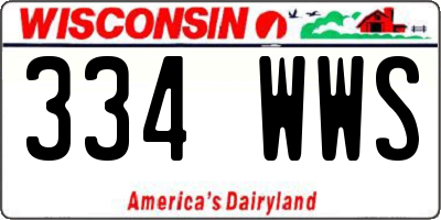 WI license plate 334WWS