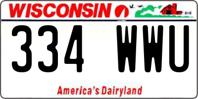 WI license plate 334WWU